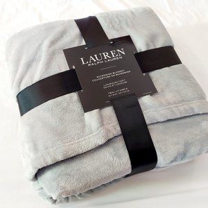 Lauren Ralph Lauren Micromink Plush SOFT Twin Blanket Light Gray Grey Bedding